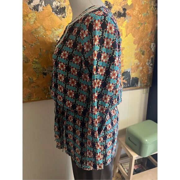 Persaman New York Gorgeous Beaded Drawstring Waist Cotton Boho Tunic M - Picture 7 of 11